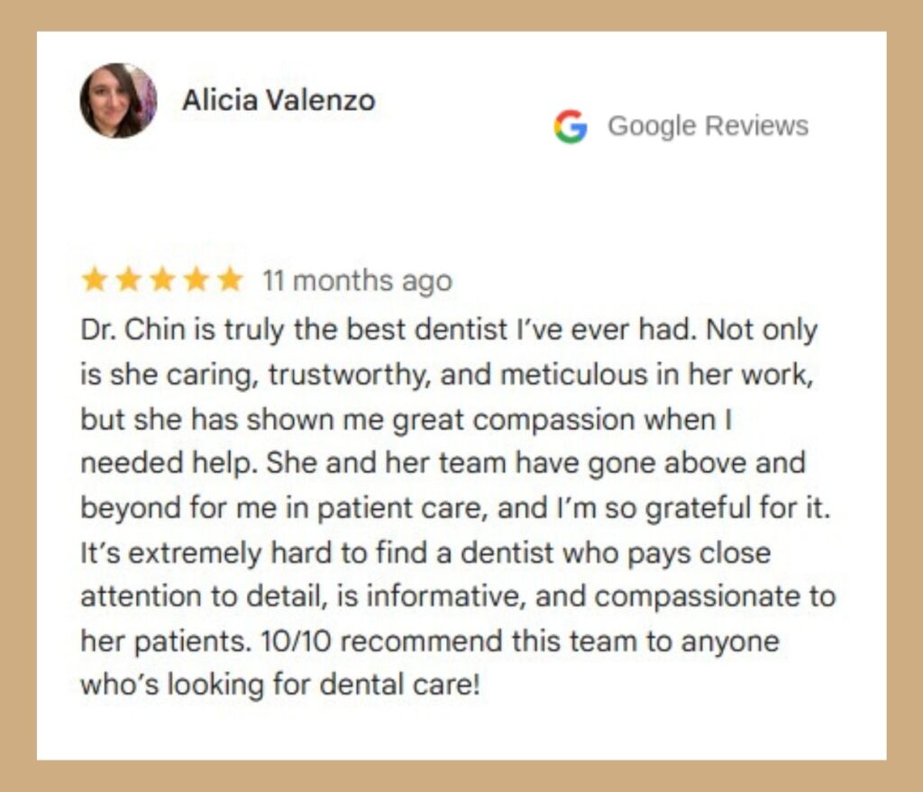 Dentist Alexandria VA: A satisfied patient leaves a stellar Google review. 